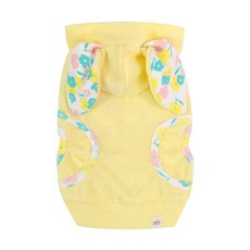 Grooming Dog 寵物粉彩毛巾布兔子連帽T恤, 黃色