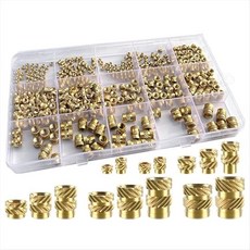 400pcs 스레드 인서트 M2/M2.5/M3/M4/M6 스레드 Knurled Nuts 구색 키트 플라스틱 3D 프린팅 용 열 세트 인서트, 금