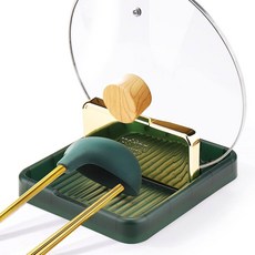 아이에사 가스레인지용 뚜껑 홀더가 냄비 뚜껑 식기 조리대용 있는 국자 숟가락 기기 주방 받침대(1팩) 받침대 조리용 주걱 액세서리, Green, 1개