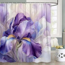 Dongbei Purple Floral Shower Curtain Violet Bathroom Shower Curtain Waterproof Washable Fabric wit