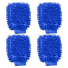 [4개 묶음]초극세사 (청소 장갑 B타입 -4P) 양면 극세사 세차 먼지 제거 유리 창 셔닐 타올 손 걸레 타월, 4개, 블루