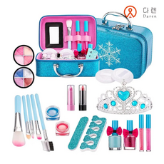 다렌 키즈뷰티 프로페셔널 장남감 선물박스 화장품놀이 화장가방 완구세트 메이크업 박스, 1세트, 블루 스노우 메이크업 선물 세트