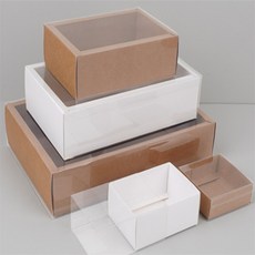 만보샵 선물박스 접이식 반투명 슬라이드 접이식상자, 브라운 - 30x20