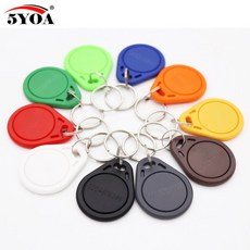 10pcs EM4100 125khz ID Keyfob 태그 llaveros Porta 카드 스티커 키 Fob 토큰 링 근접 칩, 06 Random Color