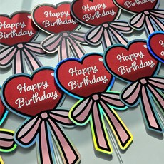[샤랄라상점] 생일 축하 케이크 토퍼 하트픽 선물 해피벌스데이, 1개, 단일