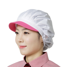 핑크 단색 반망사모자 / 위생모자 조리 주방 급식실 단체 식품공장 제조 영양사모자, 1개