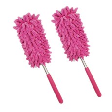 1+1 극세사 안테나 길이조절 먼지털이개 차량용 휴대용 먼지털이, 1세트, 핑크+핑크