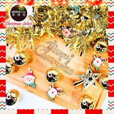 摩達客 聖誕裝飾配件包組 木質彩繪熊鹿金系 (2尺樹適用) 聖誕樹裝飾, 1個