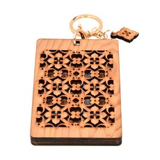 希諾奇 台灣檜木 悠遊卡套 台灣 九份, 1個, 花磚(伸縮頸繩顏色隨機)