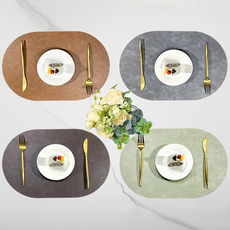 엘빈리빙 더스티 라운드 양면 식탁매트 4p 세트, 1세트, 45*30cm, A set