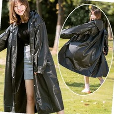 여성 롱 레인코트 방수 우비 후드 야외활동 코트