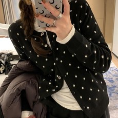 I'M MONG 女款Timor圓點圓領森系針織開襟衫