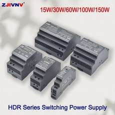 15W 30W 60W 100W 150W DIN 전원 레일 공급 30 24V HDR AC 240V 60 15 스위칭 100 장치 12V, 6)12V, 60와트, 100-240VAC