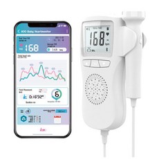 아기심장 소리듣는기계 태아 선물 심음 임산부 측정기, 화이트 블루투스 충전식