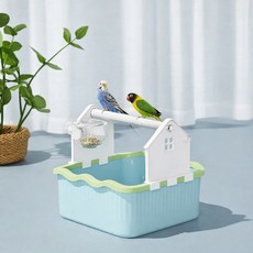 앵무새 탁상용 발톱갈이 횃대 배변통 비닐교체형, 스카이블루, 1개