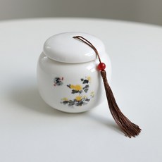 케이트가든 행운 복 항아리 현관 소금 단지 재물 풍수지리 인테리어 캔들 홀더, 국화