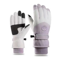 Sovire 滑雪滑雪板手套 防寒防水刷毛運動手套, 02_淡紫色(女), 1個