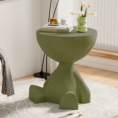 다용도 귀여운 조형 오브제 원형 사이드 테이블 거실쇼파 미니 커피테이블 협탁, 그린