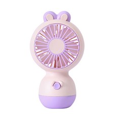 凌盼 LingPan 手持桌面風扇 卡通兔子造型 USB充電, 如圖, 粉色肥嘟兔