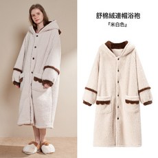 現貨秋冬季新款珊瑚絨加厚美麗絨男女睡袍加長浴袍情侶睡衣, M