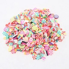 GEEKI 셀프 네일 아트 재료 장식 매니큐어 페디큐어 DIY Boxi 슬라임 스타 플라워 하트 캔디 과일 슬라이스 멀티 시리즈 폴리머 클레이 스프링클 수제 액세서리 10g, [12] candy