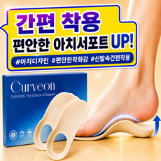커브온 탄성아치가이드 족저근막 아치 보조 기능성 발바닥 깔창, 1세트