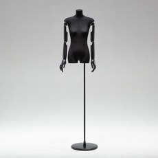黑色扁身模特道具平胸韓版半身櫥窗陳列女裝服裝店模特展示架全身櫥窗模特兒 擺攤人檯模特兒 人形模特兒, 黑扁身/黑色加厚圓盤/黑色手