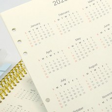 이글바인더 A5 6공 2026년 양면 달력 캘린더 타공 리필 속지 내지 1매, A5 6공 달력 1매