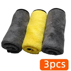 3PCS 두꺼운 마이크로 화이버 자동차 청소 수건 부드러운 빠른 Windows 거울 닦는 홈 더블 레이어 깨끗한, 02 3pcs