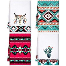 ECLATIS Mixw2E(넓음)r 4피스 여름 꿀벌 모던 키친 주방 타월 핸드 디쉬 흡수성 차 목욕 수건 욕실 장식 액세서리 특별한 선물 40 x 59.9cm15.7, 세련된 색상, 보헤미안