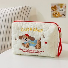 엘리다움 애니멀 퀼팅 대용량 멀티 파우치 여행용 휴대용 메이크업 생리대 대형 손잡이 미니 가방 다용도 필통