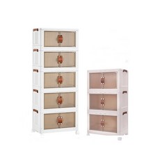 엠디스토어 360회전 다용도 접이식 리빙박스 적층형 폴딩 수납장 이동식 정리함 대형, 3단