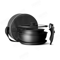 仙德曼鑄造不沾煎烤盤 可拆卸把手 附圓形收納袋【露營狼】【露營生活好物網】, 黑色, 1套, 26cm