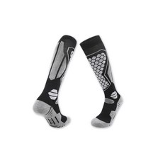 滑雪襪 高筒保暖透氣排汗滑雪襪，加厚襪底緩衝支撐，專業滑雪運動襪, 8208黑灰色M, 1套