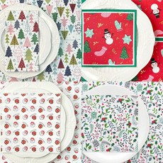 오릴리 파티 테이블 디자인 냅킨 메리 크리스마스, 1세트, 16개입, 크리스마스 트리 40cm 3겹