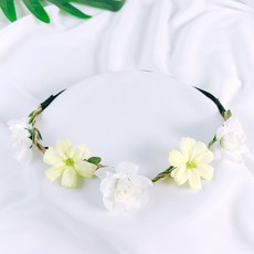 셀프 웨딩 촬영용 조화 화관 꽃머리띠, 화관 A타입 - 화이트