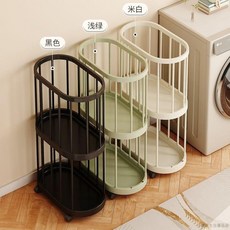 桃園出貨 髒衣籃髒衣家用大容量衣服收納髒衣簍浴室衛生間移動衣簍夾縫瑜伽, 高承重可移動置物架【大容量3.0pro】,清新綠【髒衣籃1層】46*26*46