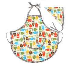 아동 어린이집 순면 앞치마 두건 세트 미술놀이, AMAP06부엉이