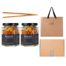 채온 루테인 메리골드꽃차 2개 쇼핑백 대나무차집게 선물세트, 1세트