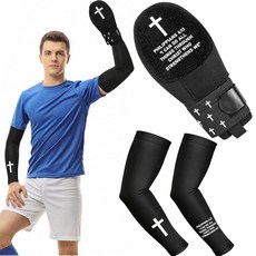 크리스찬 슬라이딩 미트와 팔 소매 세트 십대 13 양손잡이 종교 야구 소프트볼 장갑 크로스 손 및 보호 장비