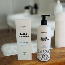 [엄마들의선택] 몽디에스 바스 앤드 샴푸 Mongdies 아기 올인원 바디워시 샴푸 저자극 클렌저 촉촉보습샤워 마이크로버블 유아 신생아 노폐물세정, 1개, 400ml