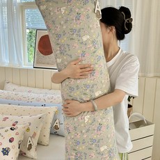 세탁 가능한 면 대형 베개 쿠션 긴 베개 분리형 세탁 가능 다리 받침용 여성 측면 수면 전용 베개 남성용, 40x115cm( 1.0kg ) 베개 커버 + 내부 코, 날아다니는 토끼