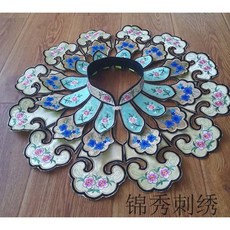 巨匠工廠 清代老繡雲肩刺繡老嫁衣嫁機繡繡片 精美古玩工藝繡花, 高領, 1個