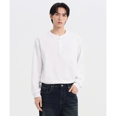 매장정품 무신사 스탠다드 MUSINSA STANDARD 립 커프스 헨리 넥 긴소매 티셔츠 [화이트] MMETL5B03-WH 774021