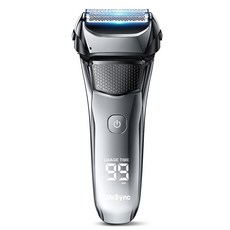 LifeSync 남자 전기면도기 3중날 일자형 헤드 건식 습식 면도 C타입 팝업트리머, 실버, FK375