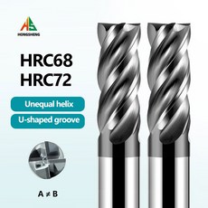 HRC72 텅스텐 강철 초경 엔드 밀 3 4 6 810 12 CNC 공구 커터 스테인레스 스틸 플루트 라우터 비트, 4x10x4Dx50, 1개