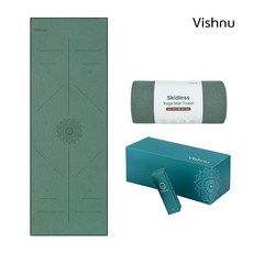 비슈누 요가 타올 논슬립 매트 타월 미끄럼방지 요가 수건, 패드형, 애플민트, 1개