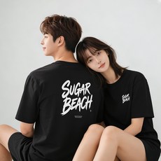 슈가비치 남녀공용 래쉬가드 반팔 상의 BH615 그래픽 루즈핏 수영복