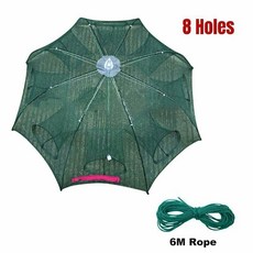 내구성 나일론 그물 매직 어포기 접이식 자동 새우 케이지 집 둥지 녹색 던지기 야외 낚시, 5. 8 holes, 1개