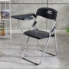 고내구성 접이식 책걸상 교회 강의실 일체형 책상, 9019블랙체어+라이팅보드+북넷